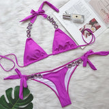 6 Colors Sexy Bikini Women Swimwear Swimsuit Push Up Shiny Crystal Diamond Chain Bikinis Set Bathing Suit Maillot De Bain Femme