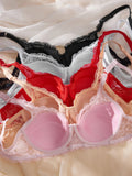 5PCS Fashionable Sexy lingerie set Floral Lace cup surface Design Thin sexy bras Comfortable Unpadded Women's underwear set
