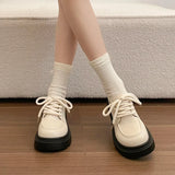 Elegant Lace-Up Platform Loafers for Women 2026 British Style High Heels Oxford Shoes Woman Preppy Style Pu Leather Shoes Female