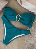 XS - L Metal Ring Bandeau Bikini Women Swimwear Female Swimsuit Two-pieces Bikini set Brazilian High Cut Bathing Suit Swim Lady
