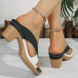 Mix Color Clip Toe Thick Heel Sandals Women Summer Cross Band High Heels Slippers Woman 2025 Lightweight Casual Flip Flops Mujer