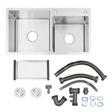 Stainless Steel Double Bowl Drop In Kitchen Sink With Noise Reduction
