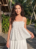 Women Summer Camisole Tops Dots Print Spaghetti Strap Bow Babydoll Vest for Party Club Daily Tank Tops