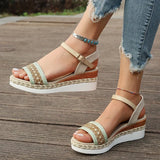 Zoki Plus Size Ankle Buckle Wedge Sandals for Women 2025 Summer Non Slip Beach Shoes Woman Lightweight Platform Sandles Female