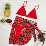 With Mesh Skirt Sarong Tie Dye Micro Bikini Women Swimsuit Female Swimwear Three Pieces Bikini Set Bathing Suit Swim Beachwear