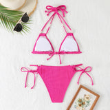 Sexy Orange Bikini 2025 Women Pearls Strap Push Up Drawstring Side Thong Swimsuit Luxury Lace Up Beach Bathing Suit Swimwear