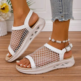 Summer New Mesh Buckle Fish Mouth   Casual Lightweight Versatile Comfortable Beach Sandals Women