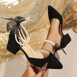 Summer Temperament Fashion Single Shoes 2026 Block Heel Pointed Toe Shoes for Women