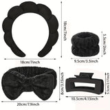 5pcs Spa Headband & Wristband Set with Claw Clips | Cute Makeup & Skincare Accessories for Women & Teens