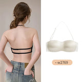 Vintage Multiway Bra Halter Neck Non-Slip Adhesive Bra for Small Bust Satin Backless Strapless Summer Lingerie UK S-XL MOYISU AB