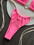 Women's Solid Color Sexy Bikini Set 2-piece Split Beach Swimsuit Red