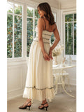 Foridol Spaghetti Strap White Sundress Flounced Edge Women's Dress Summer Beach Style Maxi Dress Bowknot Boho Vestidos 2025