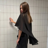 FDYOUI Woman Black Corset with Cover-ups 2-piece Sets Chic Sexy Hollow Out Evening Party Tops Female Blouses Shirts High Street