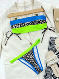 2026 New Sexy Bikini Bandeau Women Push Up Swimwear Swimsuit Leopard Patchwork Drawstring Knotted Beach Bikinis Set Bathing Suit