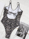 2025 New Sexy Backless High Leg Cut Women Swimwear One Piece Swimsuit Female Padded Black Leopard Bather Bathing Suit Swim Lady