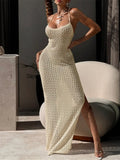 2026 Hollow Out Cross Back Crochet Knitted Tunic Beach Cover Up Cover-ups Beach Dress Beach Wear Beachwear Female Women V7505