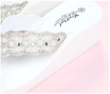 2025 Women Beach Flip Flops Summer Wedges Shoes Bling Rhinestone Soft EVA Girls Home Street Slippers Mid-heel Fashion Sandals