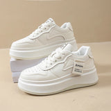 Fashion Thick Platform Sneakers for Women Spring Lace Up Pu Leather Sneakers Woman Anti Slip Thick Sole Vulcanized Shoes Female