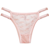 Love Letter Print Women Briefs Mesh Transparent Ring Buckle Adjustable Hollow-out Underwear Low-waist Panties String Lingerie