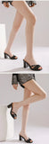 Summer New Fashion Open Toe Solid Color Simple Leather Surface Versatile Color Large Slippers Square Heel Shoes Women