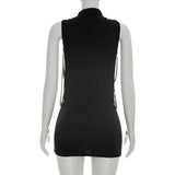 FDYOUI Women 2026 Summer Sleeveless Hollow Out Slim Mini Dress Sexy Package Hip Short Party Night Club Dresses Black Streetwear
