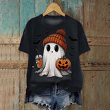 Cute Printed Halloween Shirt For Women Funny Crew Neck Short Sleeve Clothes Top Tee Shirts Halloween Cosplay Tops Humor T-Shirt