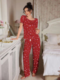 Women's Sleepwear New Loose Pajamas Floral Short-sleeved Trousers Loungewear Casual Wear Two-piece Set Pijamas Pyjamas Women