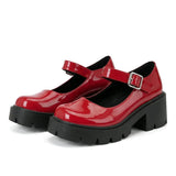 2026 Plus Size 44 Sweet Violet Mary Janes Pumps Gothic Black Red 6cm Square Heels Cute Lolita Platform Shoes Women