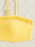 ZTVitality Sexy Yellow Push Up Bikini Set 2025 New Arrival Padded Bra Mid Waist Swimsuit Women Swimwear Summer Beachwear Biquini