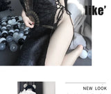 Women Sexy Chinese Traditional Cheongsam Qipao Dress Lingerie High Split Bandage Mini Uniform Dresses Costumes