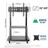 Mobile TV Cart, Rolling TV Stand for 32-75inch TVs with Lockable Wheel,Height Adjustable TV Stand with Wheels Max VESA 600x400mm