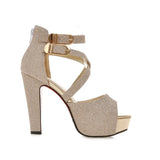 Women's Sandals Summer New Style Fashion Fish Mouth Open Toe Buckle Thick Heel High Heel Women's Shoes Plus Size 33-43 High 11cm