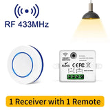 RF 433MHz Wireless  10A Relay Receiver Remote Control Light Switch 220V 110V Mini Round Button Wall Panel Switch For LED Lamp