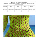 Women Sheer Mesh Long Sleeve Beach Cover Up, Sexy See-Through Fishnet Dress, Solid Bodycon  For Summer Beach Party