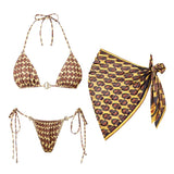 2026 3Pcs Bandeau Biquini Women Sexy Bikini Women Swimsuit Printed Swimwear Female Swim Suit Mini Skirt Bathingsuit Beachwear
