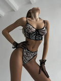 Toucheart 2 Piece Set Sexy Lingerie Set For Women Mesh Micro Perspective Beach Swimsuit Briefs Contrast Color Sexy Lingerie Set