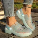 Luxury Rhinestone Pink Platform Clogs Shoes Women Crystal Flowers Hollow Out Sandals Woman Anti Slip Thick Bottom Beach Sandles