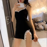 Women's Lace Sexy Night Dress Ladies Bowknot Sexy Nightgowns Sleepwear Spring Summer Night Sleeping Dress Women Pajama Dress