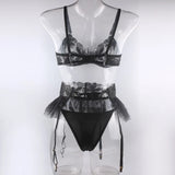 Toucheart 3 Piece Set Lingerie Garter Sets Lingerie For Woman Sexy Mini Skirt See-Through Embroidered Bra Erotic Underwear New