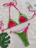 2025 Splicing Halter Velvet Bikini Female Swimsuit Women Brazilian Swimwear Two-pieces Bikini Set High Cut Bathing Suit Swim