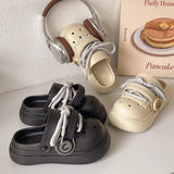 Women Summer Sandals Lace-up Style 2 Way to Wear Couples Fashion Platform Clogs Soft EVA Thick Sole Men Beach Street Slippers