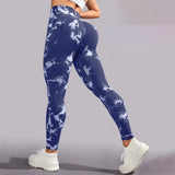 Boho Tie Dye High Waist Knit Elastic Fitness Yoga Tights Butt Lifting Workout Pants for Women