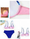 4 Colors Sexy Bikini Women Push Up Swimwear Swimsuit Leaf Print Patchwork Bikinis Set Bathing Suit Beach Bikini Female Biquinis