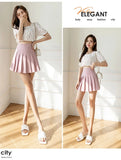 Women High Waist Pleated Skirt with Safety Shorts, Black A Line Mini Skort for Casual Office School Style Outfits