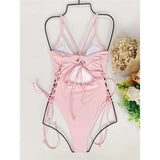 S - XL Sexy Lace Up Underwired One Piece Swimsuit Women Swimwear Female Backless Monokini Bather Bathing Suit Swim Lady V2906