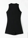 2026 Zipper Swimsuit One Piece Sleeveless Sporty Swimwear Women Sexy Solid Bathers Bathing Swimming Swim Suit Female Beachwear