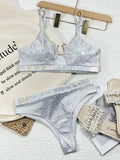 Snakeskin Female Swimsuit High Waist Bikini Women Swimwear Two-pieces Bikini Set Hollow Out Bather Bathing Suit Swim Beachwear