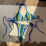 Colorful Halter Bikini Women Swimwear Female Swimsuit Two-Pieces Bikini Set High Leg Cut Padded Bather Bathing Suit Swim V6991