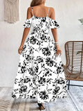 New Summer Women Print Dress 2025 Fashion Elegant  Vacation Party Short Sleeve Slim V-neck Slit Long Dresses Vestidos Para Mujer