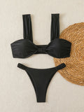 Strappy Bandeau Thong Bikinis 2026 Women Sexy Swimsuit Solid Brazilian Swimwear Female Bathers Bathing Swimming Swim Suit